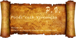 Polácsik Vincencia névjegykártya
